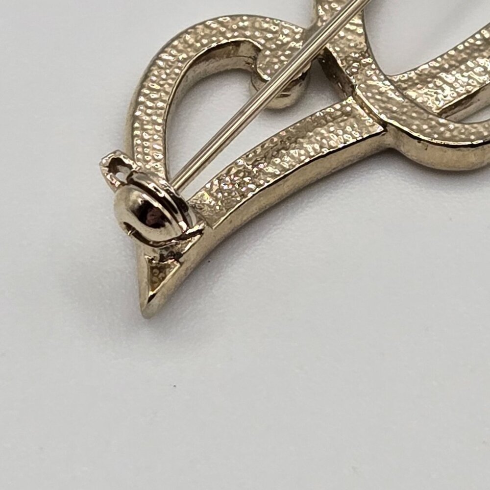 VTG Brooch Script Insignia Letter Name Monogran "J" Cursive Gold Tone Rhinestone - Picture 7 of 8